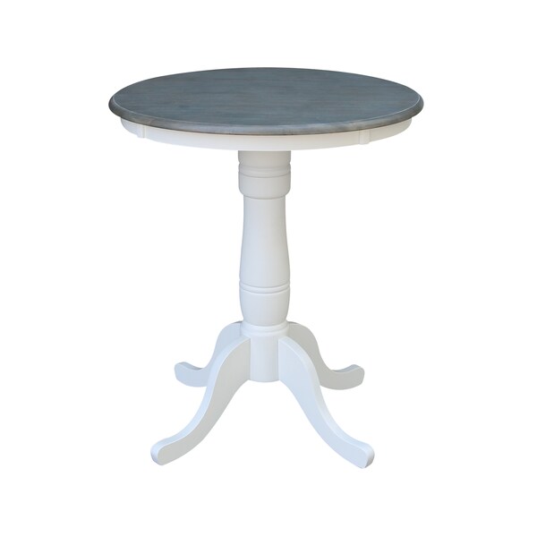 International Concepts Round 30 in Rd Top Ped Table, Counter Ht, White/Heather Gray, 30 W, 30 L, 35.1 in H, Wood K05-30RT-6B - main